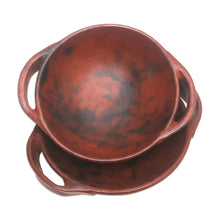 Load image into Gallery viewer, Pair of Brown Ceramic Serving Bowls Crafted in Indonesia - Brown Feast | NOVICA