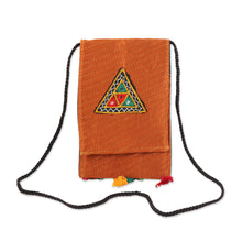 Load image into Gallery viewer, Ginger Embroidered Sling with Geometric Motifs from India - Ginger Triangle | NOVICA