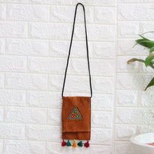 Load image into Gallery viewer, Ginger Embroidered Sling with Geometric Motifs from India - Ginger Triangle | NOVICA