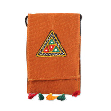 Load image into Gallery viewer, Ginger Embroidered Sling with Geometric Motifs from India - Ginger Triangle | NOVICA