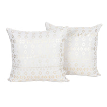 Load image into Gallery viewer, Pair of Cotton Cushion Covers with Golden Geometric Motifs - Golden Essence | NOVICA