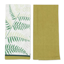 Load image into Gallery viewer, Set of Two Leafy Printed Cotton Dish Towels in Green Hues - Pistachio Jungle | NOVICA
