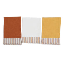 Load image into Gallery viewer, Set of 3 Warm Toned Cotton Dish Towels with Striped Details - Vivacious Evenings | NOVICA