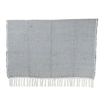 Load image into Gallery viewer, Blue Acrylic Thread Throw Blanket with Striped Pattern - Denim Caress | NOVICA