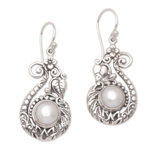 Load image into Gallery viewer, Leafy and Floral Dangle Earrings with Cultured Pearls - Magical Innocence | NOVICA