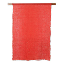 Load image into Gallery viewer, Strawberry Linen Shawl Embellished with Acrylic Beads - Strawberry Sparks | NOVICA