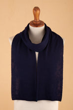 Load image into Gallery viewer, Knit Reversible Baby Alpaca Scarf in Indigo and Peacock - Peacock Trends | NOVICA