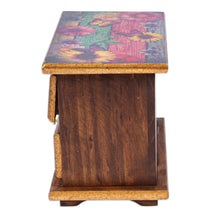 Load image into Gallery viewer, Decoupage on Pinewood Jewelry Box with Flowers & Hummingbird - Floral Hummingbirds | NOVICA