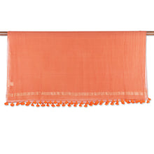 Load image into Gallery viewer, Ginger-Toned Cotton and Silk Blend Shawl with Tassels - Spicy Ginger | NOVICA