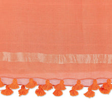 Load image into Gallery viewer, Ginger-Toned Cotton and Silk Blend Shawl with Tassels - Spicy Ginger | NOVICA