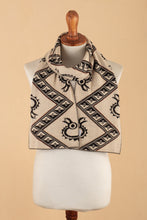 Load image into Gallery viewer, Traditional Black and Beige Reversible Alpaca Blend Scarf - Noble Origins | NOVICA