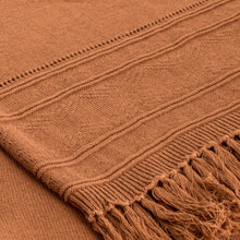 Load image into Gallery viewer, Brown Cotton Ruana with Fringes Handloomed in Guatemala - Ancestral Ginger | NOVICA