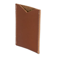 Load image into Gallery viewer, Handcrafted Brown Leather Card Holder with Open Top - Evening Wealth | NOVICA