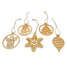 Load image into Gallery viewer, Holiday Ornaments with Natura Fiber Cords (Set of 5) - Heavenly Eve | NOVICA