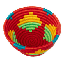 Load image into Gallery viewer, Red Natural Fiber Decorative Bowl with Geometric Motifs - Guacamayas Summer | NOVICA