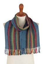 Load image into Gallery viewer, 100% Alpaca Striped and Fringed Scarf Hand-Woven in Peru - After The Rain | NOVICA