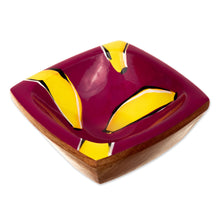 Load image into Gallery viewer, Cedar Wood Banana Catchall Hand-Painted in Colombia - Bananas under The Sun | NOVICA