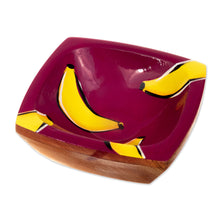 Load image into Gallery viewer, Cedar Wood Banana Catchall Hand-Painted in Colombia - Bananas under The Sun | NOVICA