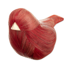 Load image into Gallery viewer, Handmade Cedar Wood and Natural Fiber Bird Figurine in Red - Red Plumage | NOVICA