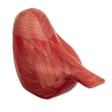 Load image into Gallery viewer, Handmade Cedar Wood and Natural Fiber Bird Figurine in Red - Red Plumage | NOVICA