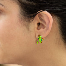 Load image into Gallery viewer, Painted Frog-Themed Sterling Silver Button Earrings - Tree Frog | NOVICA