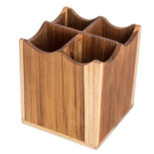 Load image into Gallery viewer, Teak Wood Silverware Server Crafted in Guatemala - 100% Organized | NOVICA
