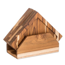 Load image into Gallery viewer, Set of 4 Teak Wood Appetizer Platters with Stand - Sharing Time | NOVICA