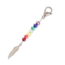 Load image into Gallery viewer, Handcrafted Crystal Beaded Key Chain with Pewter Charm - Chakra Feather | NOVICA