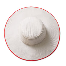 Load image into Gallery viewer, Traditional Cotton Sun Hat with Red Piping and 4-Inch Brim - Guanacaste World | NOVICA