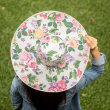 Load image into Gallery viewer, Floral Cotton Sun Hat with Ivory Piping and 6-Inch Brim - Floral World | NOVICA
