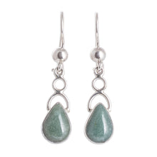 Load image into Gallery viewer, Sterling Silver Dangle Earrings with Drop-Shaped Jade Stones - Harmony Drops | NOVICA