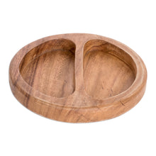 Load image into Gallery viewer, Conacaste Wood Appetizer Platter with Two Compartments - Double Delight | NOVICA