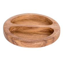 Load image into Gallery viewer, Conacaste Wood Appetizer Platter with Two Compartments - Double Delight | NOVICA