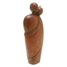 Load image into Gallery viewer, Hand-Carved Polished Suar Wood Sculpture of a Couple - Hug Therapy | NOVICA
