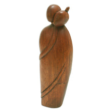 Load image into Gallery viewer, Hand-Carved Polished Suar Wood Sculpture of a Couple - Hug Therapy | NOVICA