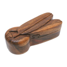 Load image into Gallery viewer, Hand-Carved Cricket-Themed Suar Wood Puzzle Box - Cricket's Challenge | NOVICA