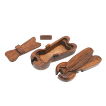 Load image into Gallery viewer, Hand-Carved Cricket-Themed Suar Wood Puzzle Box - Cricket's Challenge | NOVICA