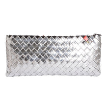 Load image into Gallery viewer, Eco-Friendly Metalized Wrapper Cosmetic Bag with Red Accents - Ecological Awareness | NOVICA