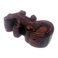 Load image into Gallery viewer, Hand-Carved Cocodrile-Themed Suar Wood Puzzle Box from Bali - Crocodile's Challenge | NOVICA
