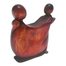 Load image into Gallery viewer, Hand-Carved Suar Wood Sculpture with a Polished Finish - Daughter's Happiness | NOVICA