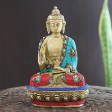 Load image into Gallery viewer, Handcrafted Beaded Brass Sculpture of Buddha (Medium) - Spiritual Wealth | NOVICA