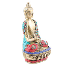 Load image into Gallery viewer, Handcrafted Beaded Brass Sculpture of Buddha (Medium) - Spiritual Wealth | NOVICA