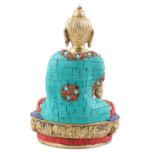 Load image into Gallery viewer, Handcrafted Beaded Brass Sculpture of Buddha (Medium) - Spiritual Wealth | NOVICA