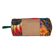 Load image into Gallery viewer, Handcrafted Cotton Batik travel Case with Floral Motifs - Blitar Charm | NOVICA