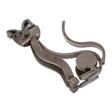 Load image into Gallery viewer, Eco-Friedly Cat-Themed Upcycled Metal Sculpture from Mexico - Little Feline | NOVICA