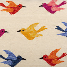 Load image into Gallery viewer, Bird-Themed Ivory Wool Cushion Cover with Colorful Details - Chanting Birds | NOVICA