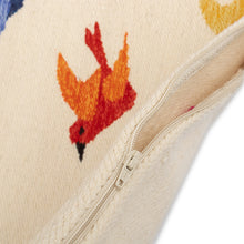 Load image into Gallery viewer, Bird-Themed Ivory Wool Cushion Cover with Colorful Details - Chanting Birds | NOVICA