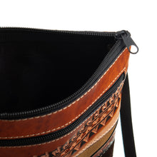 Load image into Gallery viewer, Handcrafted Leather-Accented Suede Sling with Llama Motifs - Andean Procession | NOVICA