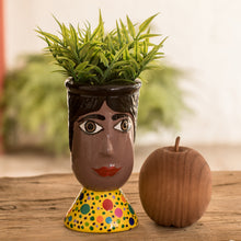 Load image into Gallery viewer, Hand-Painted Dotted Ceramic Flower Pot from Guatemala - Santa Catarina's Giant | NOVICA