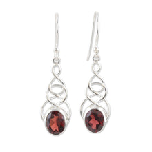 Load image into Gallery viewer, Sterling Silver Dangle Earrings with Garnet Gemstones - Red Flair | NOVICA